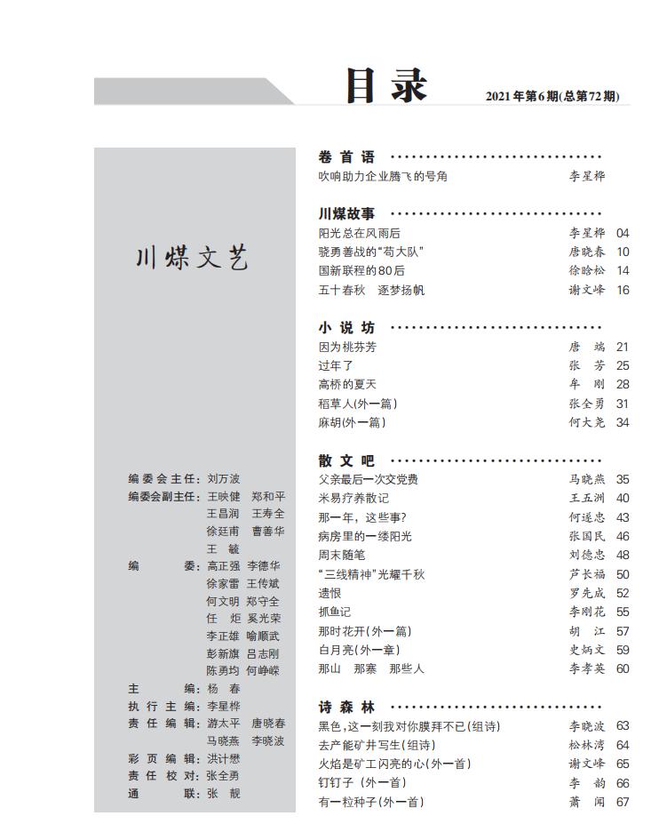 川煤文艺2021年第6期目录_01.jpg
